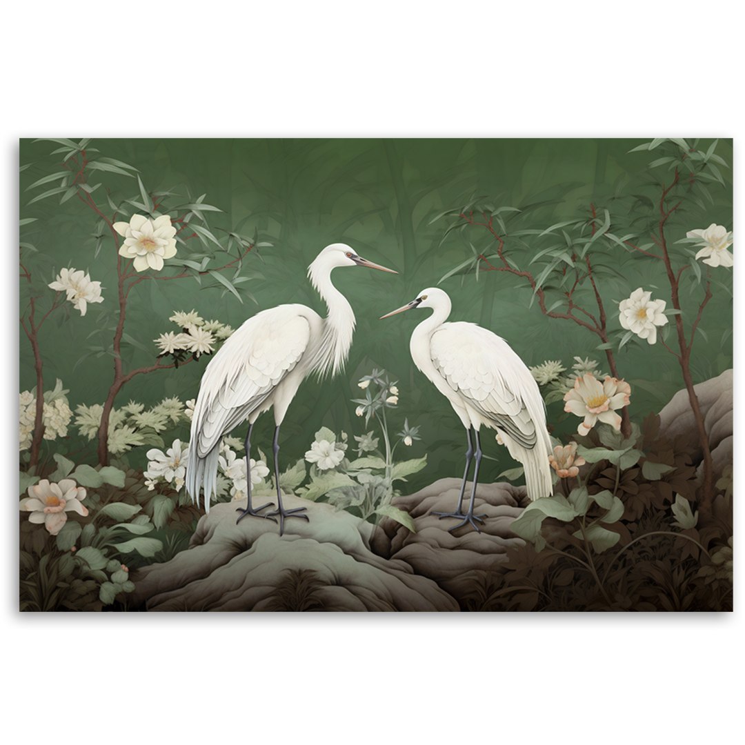 Emaga Obraz na płótnie, Białe Żurawie Abstrakcja - 60x40